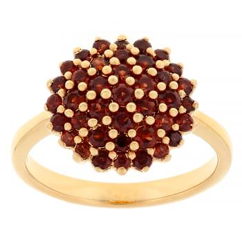 Garnet Cluster Ring In 18K Gold Over Sterling Silver 1.10ctw