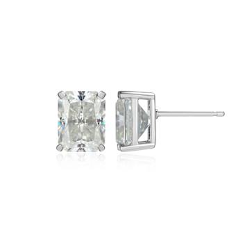 Emerald Cut Moissanite Platineve Stud Earrings 5.04ctw DEW