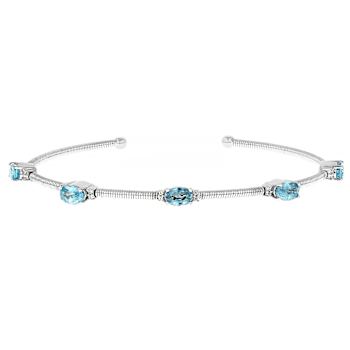 Blue And White Zircon Flex Cuff In Sterling Silver 3.31ctw