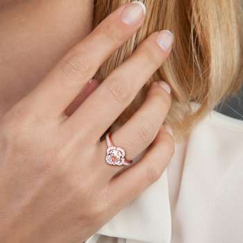 Morganite and Diamond 14K Rose Gold Halo Ring 1.42ctw