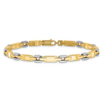 14k Yellow Gold and 14k White Gold 4.8mm Polished Fancy Link Bracelet