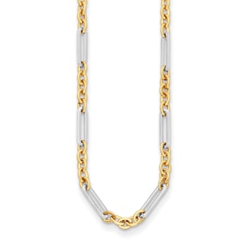14K Two-tone Oval and Paperclip Link 16-inch Necklace
