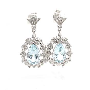 Aquamarine and Cubic Zirconia Rhodium Over Sterling Silver Center Design
Earrings 6.25ctw