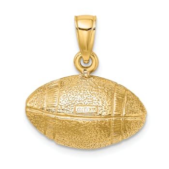 14k Yellow Gold 3D Polished and Textured Football pendant
