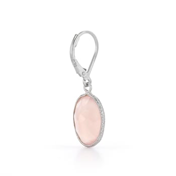 Rose Agate Rhodium Over Sterling Silver Earrings 10.00ctw