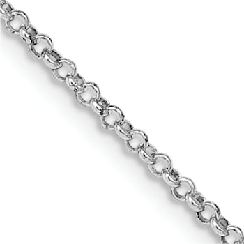 Rhodium Over Sterling Silver 1.5mm Rolo Chain with 2 Inch Extension Necklace