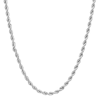 Robert Alton Men's Rope Chain Necklace 2.3mm In Stainless Steel 24 Inch