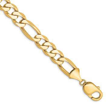 10k Yellow Gold 10mm Flat Figaro Link Bracelet