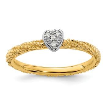 14K Yellow Gold Over Sterling Silver Diamond Stackable Expressions Heart
Ring 0.02ctw
