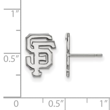 Rhodium Over Sterling Silver MLB LogoArt San Francisco Giants Post Earrings
