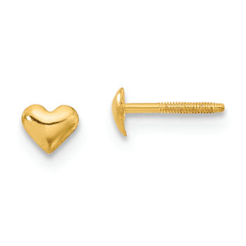 14k Yellow Gold Children's 4mm Heart Stud Earrings