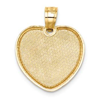 14k Yellow Gold and Rhodium Over 14k Yellow Gold I Love You Textured in
Heart Pendant