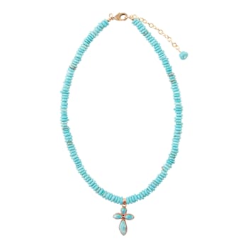 Barse Magnesite Cross Pendant Necklace In Bronze