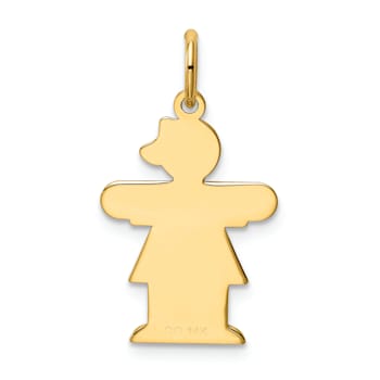 14k Yellow Gold Satin Girl with Bow on Left Charm