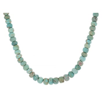 Turquoise Rondelle Beaded Necklace In Sterling Silver