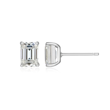 Emerald Cut Moissanite Platineve Stud Earrings 2.02ctw DEW