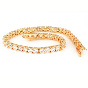 Lab-Created White Sapphire Tennis Bracelet In Rose Gold Over Brass