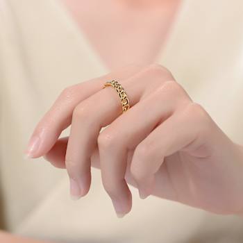 Chain Link Band Ring In 14K Gold Over Sterling Silver