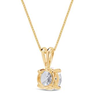 White Cubic Zirconia 14k Yellow Gold Pendant With Chain 1.00ctw
