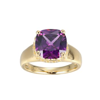 Purple And White Cubic Zirconia 18k Yellow Gold Over Silver February
Birthstone Ring 5.81ctw