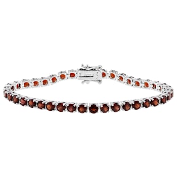 Red Garnet Tennis Bracelet In Sterling Silver 11.70ctw
