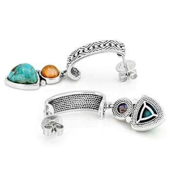 Turquoise And Spiny Oyster Shell Dangle Sterling Silver Earrings 10mm
And 6mm