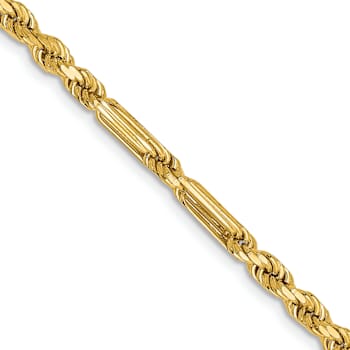 14k Yellow Gold 3mm Solid Diamond-Cut Milano Rope 22 Inch Chain