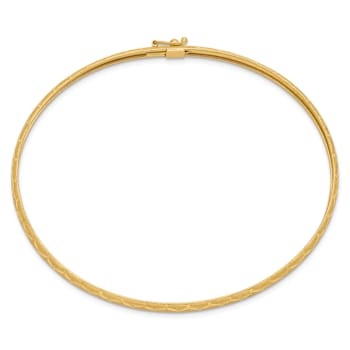 10k Yellow Gold 4.5mm Hexagonal Design Diamond-Cut Flexible Bangle
