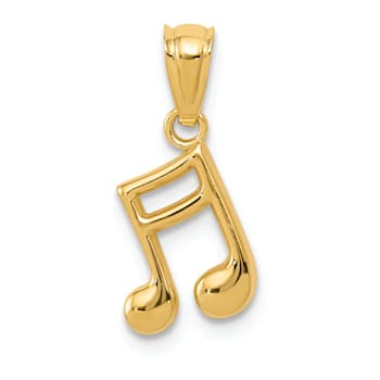 14k Yellow Gold Polished Music Note Pendant