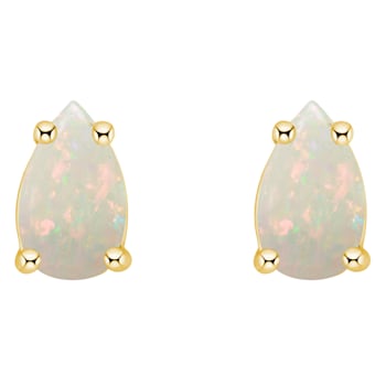 5x3mm Pear Shape Opal 14k Yellow Gold Stud Earrings