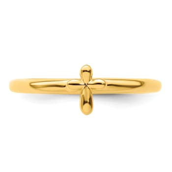 Sterling Silver Stackable Expressions Gold-plated Cross Ring