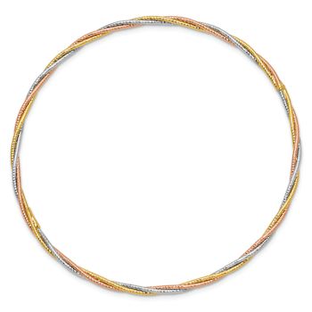 14k Tri-color gold 2mm Diamond-Cut Twisted Slip-On Bangle