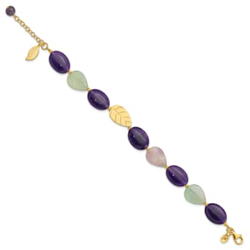 14K Yellow Gold Over Sterling Silver Amethyst/Fluorite/Jade 1-inch
Extension Bracelet