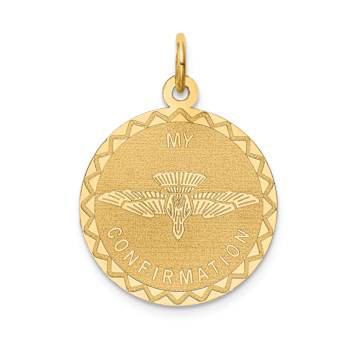 14k Yellow Gold Satin My Confirmation Pendant