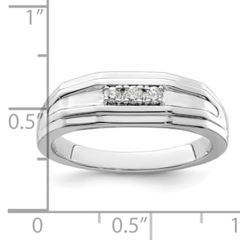 Rhodium Over 14K White Gold Lab Grown Diamond Men's Ring