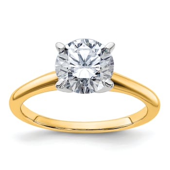 14K Yellow Gold With White Gold Accents 1 3/4 ct. G H I True Light Round
Moissanite Solitaire Ring