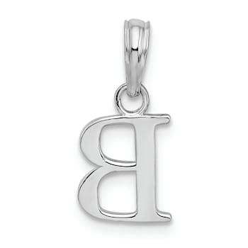 Sterling Silver Polished Block Initial -B- Pendant