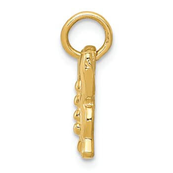 14k Yellow Gold Solid Polished Butterfly Pendant