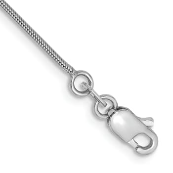 Rhodium Over 14k White Gold 0.9mm Round Snake Link Bracelet