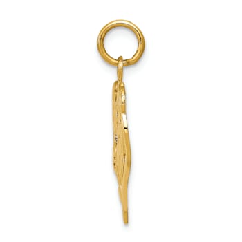 14k Yellow Gold Textured Number 1 Mom Heart Charm Pendant