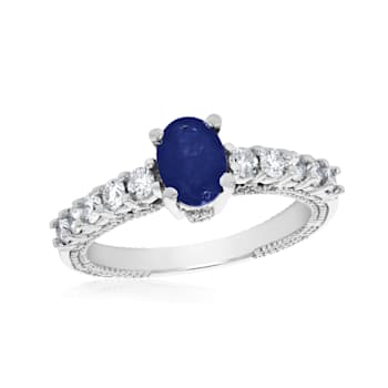 1.31ctw Sapphire and Diamond Ring in 14k White Gold
