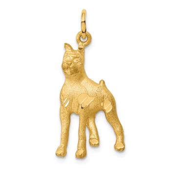 14k Yellow Gold Solid Diamond-Cut, Brushed and Polished Boxer Charm
