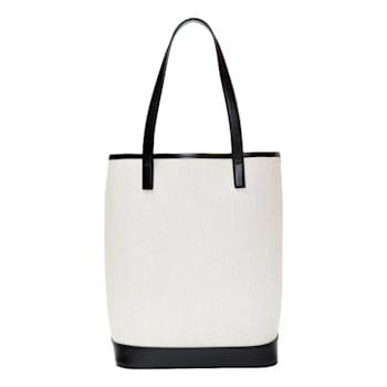 Saint Laurent Teddy White Coated Linen Drawstring Bucket Bag