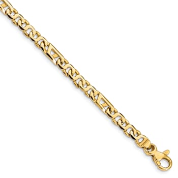 14k Yellow Gold Hand-polished 4.3mm Fancy Link Bracelet