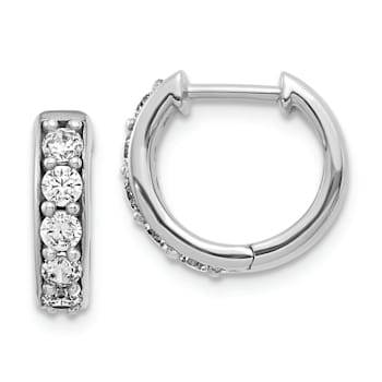Rhodium Over 14K White Gold Lab Grown Diamond SI1/SI2, G H I, Hinged
Hoop Earrings