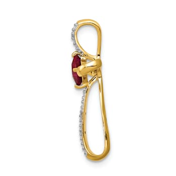 14k Yellow Gold and Rhodium Over 14k Yellow Gold Lab Created Ruby and
Diamond Cross Slide