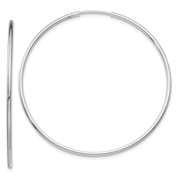 Rhodium Over 14k White Gold 1 9/16" Polished Endless Tube Hoop Earrings