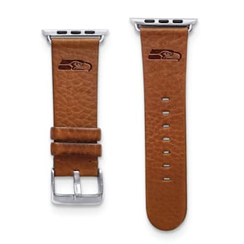 Gametime Seattle Seahawks Leather Band fits Apple Watch (42/44mm S/M
Tan). Watch not included.