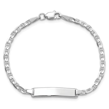 Rhodium Over 14k White Gold Mariner Link ID Bracelet