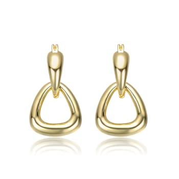 Interlocking V-Shape Dangle Earrings In 14K Gold Over Brass